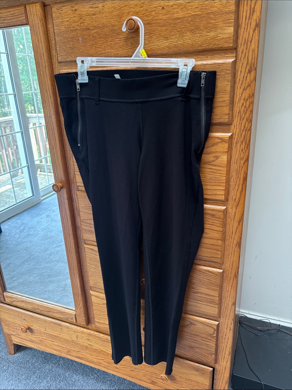 Seven7 Black Slim Ponte Pants with Side Zip Detail